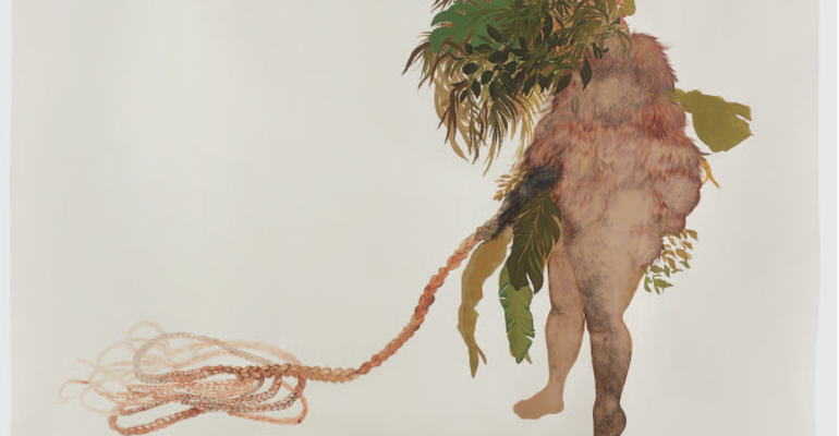 Firelei Báez, Ciguapa Habilis (After Carl Linnaeus) (2010), gouache, watercolor, and ink on paper, 72” x 102”. © Firelei Báez. Courtesy the artist and Hauser & Wirth.